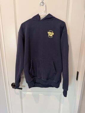 White Fox Navy Logo Hoodie - Pullover Sweatshirt size s/m